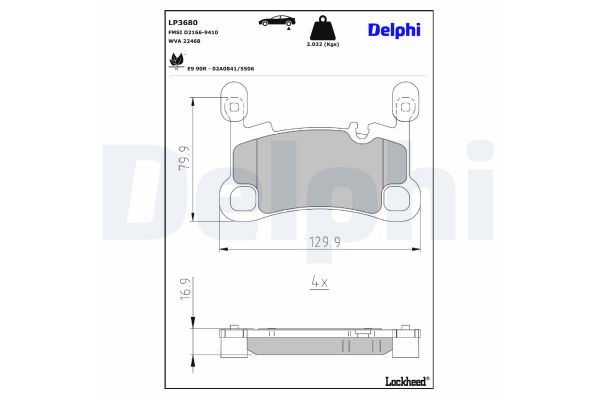 Fren Disk Balata Arka Porsche Cayenne Coupe (Typ 9YB)(04.2019->)  DELPHI LP3680