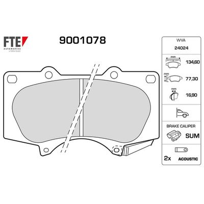 Fren Disk Balata Ön Toyota Hilux (KUN)(2005->)  FTE 9001078