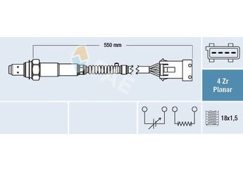 Oksijen (Lambda) Sensörü  FAE 77410  99660616800 996 606 168 00 99660616801 996 606 168 01 99660616802 996 606 168 02 SG1097 SG-1097