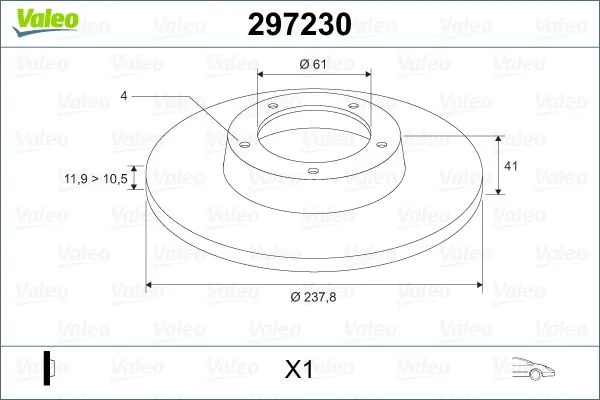 Fren Disk Ayna Ön Sağ ve Sol Renault R 19 Chamade 4 Kapı (L53)(06.1989->)  VALEO 297230