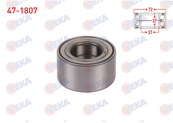 Teker Rulmanı Ön Sağ veya Sol VEKA 47-1807  1603338 332677 402021412R 402101554R 402101HA1A 402101HA9D 402104249R 402105733R 40210 AX000 6001550915 60815902 71714457 71745047 71753061 7701207677 3326.77 1587565 9S51J1K018BA 9S 51 J1K01 8BA 93188890 51753791 16 03 338