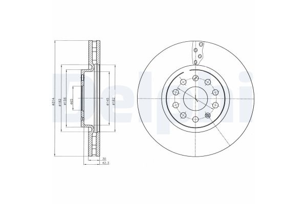 Fren Disk Ayna Ön Sağ ve Sol Volkswagen Tiguan Allspace (BJ2)(05.2021->)  DELPHI BG4330C