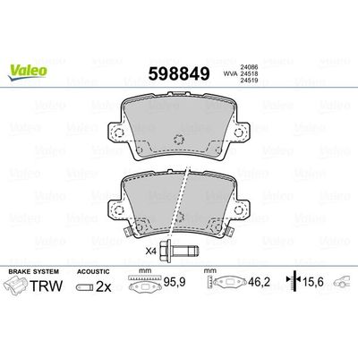 Fren Disk Balata Arka Honda Civic HB (FK)(09.2005->)  VALEO 598849