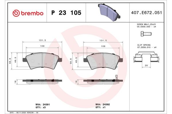 Fren Disk Balata Ön BREMBO P 23 105