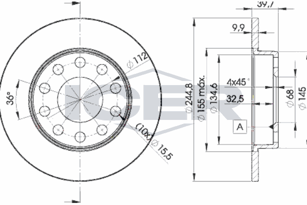 Fren Disk Ayna Arka Sağ ve Sol Audi 80 (08.1991->)  SWAPP 43473