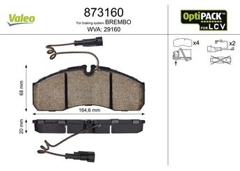 Fren Disk Balata Ön VALEO 873160  41060MB225 7485120221 41060MB625 41060-MB625 74 85 120 221 D10609X60C D1060MB20C D1060-MB20C 5001874888