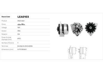 Alternatör  LUCAS ELEKTRIK LEA0103  LEA0103 1204112 1204120 1204129 1204165 1204168 1204170 1204310