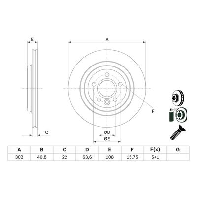 Fren Disk Ayna Arka Sağ ve Sol Volvo S60 (03.2010->)  BOSCH 0 986 479 E85