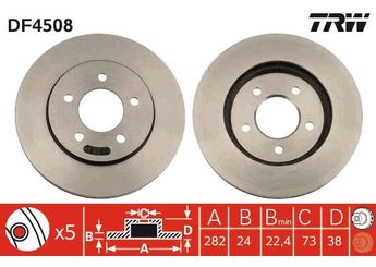 Fren Disk Ayna Ön Sağ ve Sol TRW DF4508  4721820AE K04721821 0000K04721821 4683260 04683260 4683432 04683432 04721820AE 4721821 04721821 4721820 4815797 K04721820