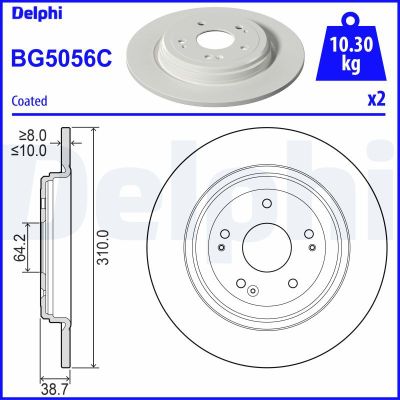 Fren Disk Ayna Arka Sağ ve Sol Honda ZR-V (07.2023->)  DELPHI BG5056C