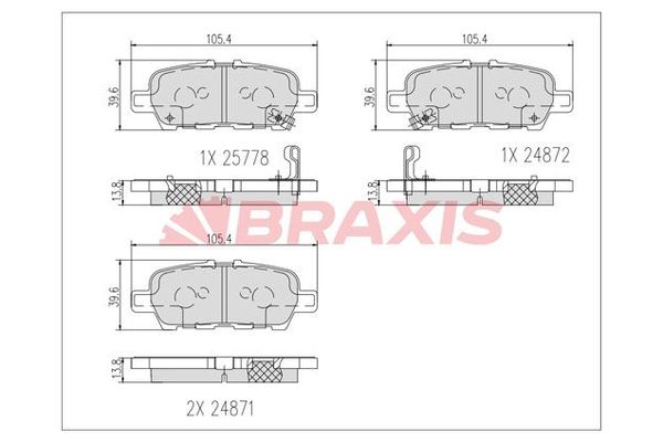 Fren Disk Balata Arka Nissan Teana (J32R)(02.2008->)  BRAXIS AB0617