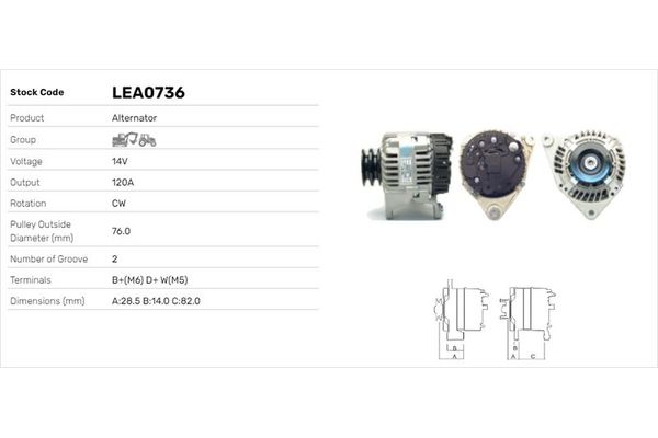 Alternatör  LUCAS ELEKTRIK LEA0736