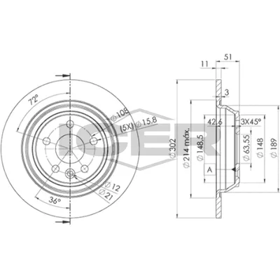 Fren Disk Ayna Arka Sağ ve Sol Ford Kuga (CBV)(2008->)  WALBURG WBD1053