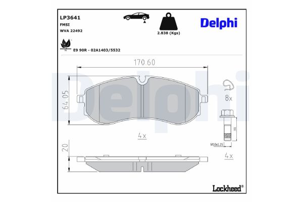 Fren Disk Balata Arka Volkswagen Crafter P.Van (SY/SX)(09.2016->)  DELPHI LP3641