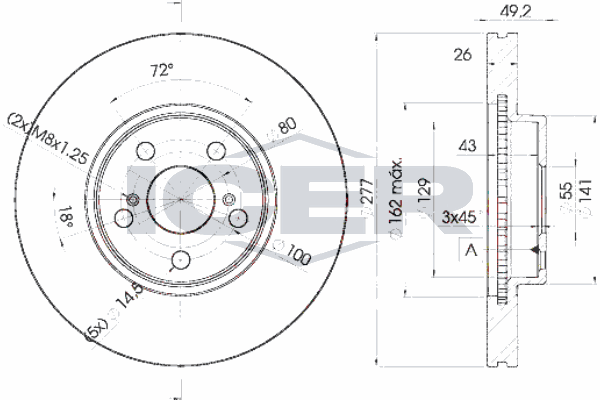 Fren Disk Ayna Ön Sağ ve Sol Toyota Avensis (T25)(2003->)  SWAPP 43298