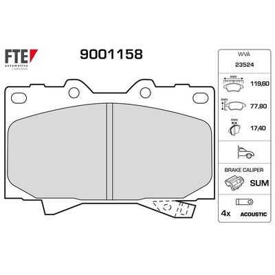 Fren Disk Balata Ön Toyota Land Cruiser (J10)(1998->)  FTE 9001158