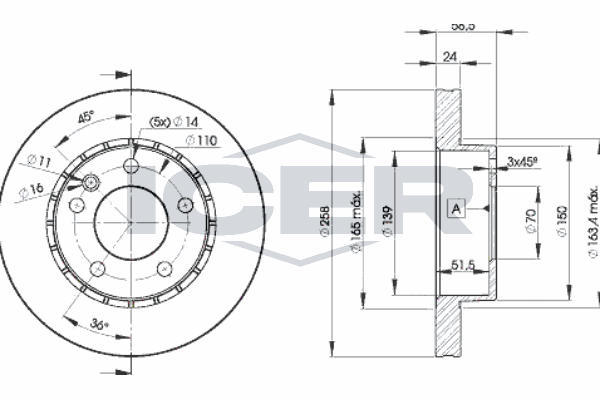 Fren Disk Ayna Ön Sağ ve Sol BRAXIS AE1165