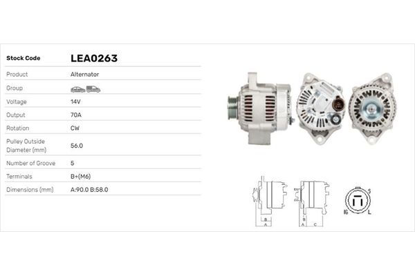 Alternatör  Toyota Camry (V20)(1987->)  LUCAS ELEKTRIK LEA0263
