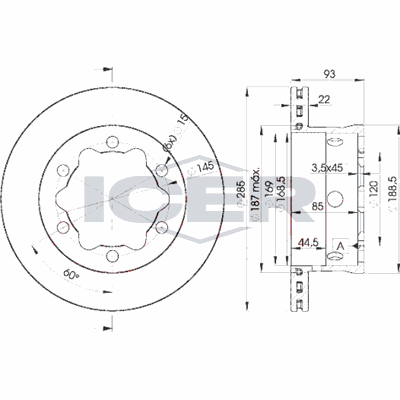 Fren Disk Ayna Arka Sağ ve Sol Volkswagen LT Kamyonet (01.1996->2006)  WALBURG WBD1434