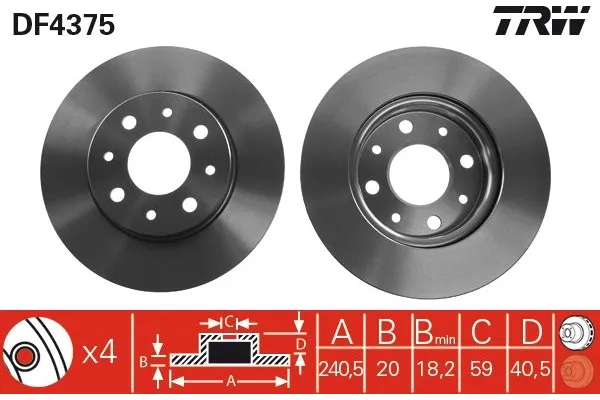 Fren Disk Ayna Ön Sağ ve Sol Ford Ka (CCU)(2008->)  TRW DF4375
