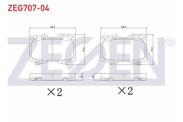 Fren Disk Balata Ön Toyota Land Cruiser (J10)(1998->)  ZEGEN ZEG707-04