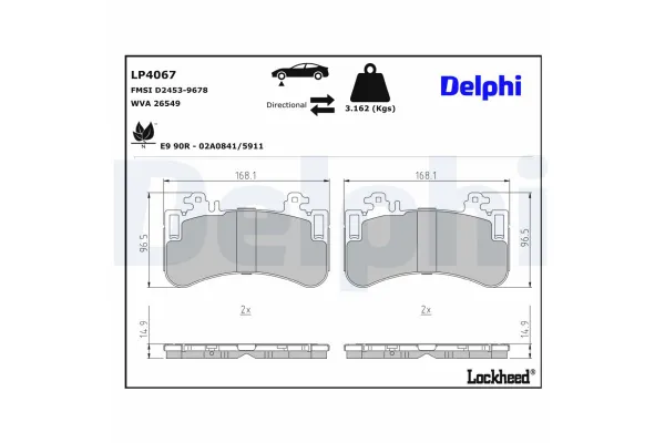 Fren Disk Balata Ön Mercedes EQE -Serisi (BM 295)(02.2022->)  DELPHI LP4067