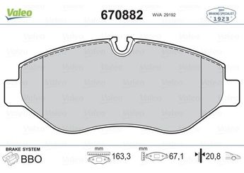 Fren Disk Balata Ön VALEO 670882  2E0698151 44208320 0044208320 54202120 0054202120 54205220 0054205220 54207020 0054207020 64208420 0064208420 84205020 0084205020 44206720 9064210400 9064211600 9104204000 9104207600 A0044208320 A0054202120 A0054205220 A0054207020 A0064208420 A9064210400 A9064211600 A9064212100 A9074208101 A9104204000 A9104207200 A9104207600 0044206720 2E0698151B 2E0698151E 2E0698151H JZW698151AB