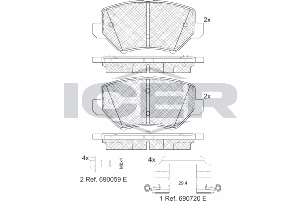 Fren Disk Balata Ön Opel Crossland X (2017->) / Crossland (2021->)  OTOZONE FDO5054-R