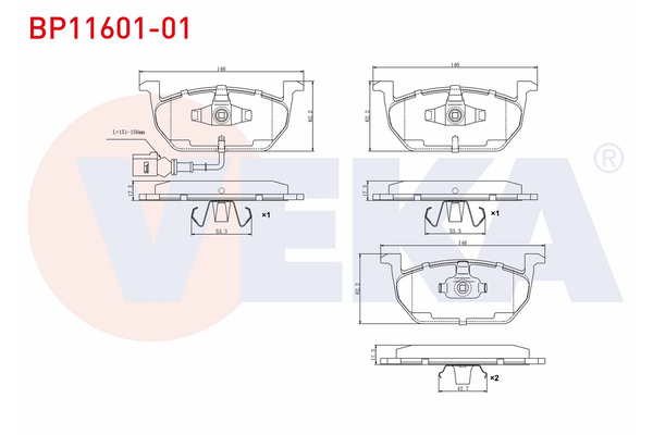 Fren Disk Balata Ön Volkswagen Golf VII (5G1/BE1)(09.2012->)  VEKA BP11601-01