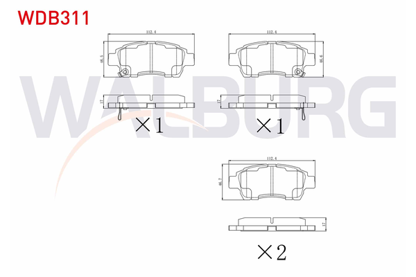 Fren Disk Balata Ön Toyota Yaris (NCP1/NLP1/SCP1)(1999->)  WALBURG WDB311