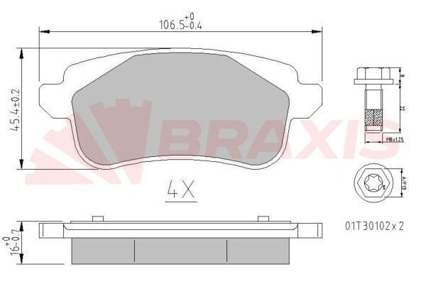 Fren Disk Balata Arka Renault Talisman Grandtour (11.2015->)  BRAXIS AA0672
