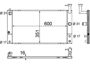 Su Radyatörü  MAHLE CR 1855 000S  21410 21460 214600W805 4W000 4W007 4W017 1604121282 16041-21282 1604121280 1604121281
