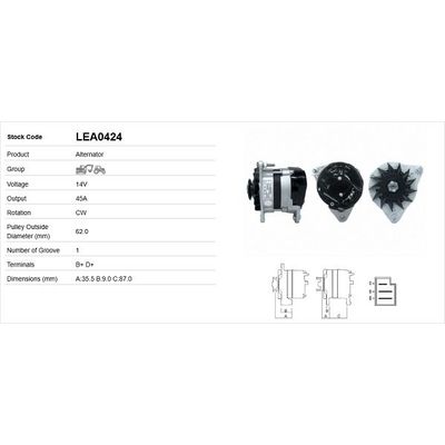Alternatör  LUCAS ELEKTRIK LEA0424