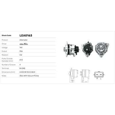 Alternatör  LUCAS ELEKTRIK LEA0163