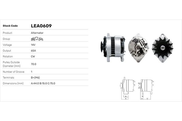 Alternatör  Fiat Ducato P.Van (290)(08.1990->)  LUCAS ELEKTRIK LEA0609