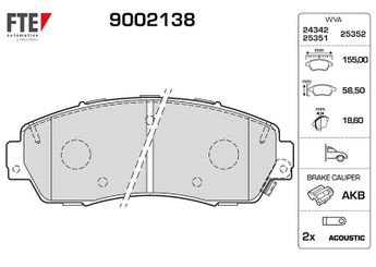 Fren Disk Balata Ön FTE 9002138  45022T1GG00 45022SHJA50 3501180M01 3501280M01 45022-SHJ-A50 45022T1GG01 45022-T1G-G01 45022-T1GG01 45022TP6A61 45022-TP6-A61 45022TP6A60 45022-T1G-G00 45022-TP6-A60