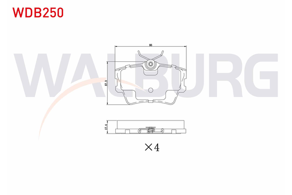 Fren Disk Balata Arka Mitsubishi Colt CZ3 3 Kapı (Z30)(03.2005->)  WALBURG WDB250