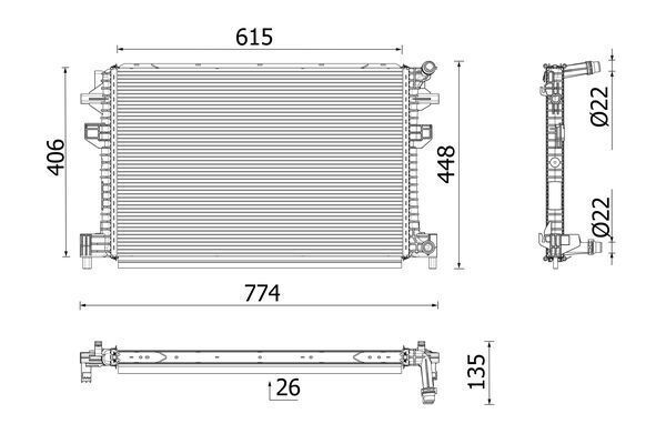 Su Radyatörü  Volkswagen Tiguan (CT1)(11.2023->)  MAHLE CR 959 001P