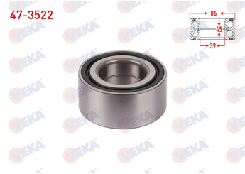 Teker Rulmanı Ön Sağ veya Sol VEKA 47-3522  402106566R 4408668 7701206847 91160086 91160087 4021000QAE 40210-00QAE 4021000QAF 40210-00QAF 44 08 668 4408669 44 08 669 40 21 065 66R 77 01 206 847 8200156470 82 00 156 470 7701206848 77 01 206 848