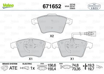 Fren Disk Balata Ön VALEO 671652  7L6698151B 7L6698151F