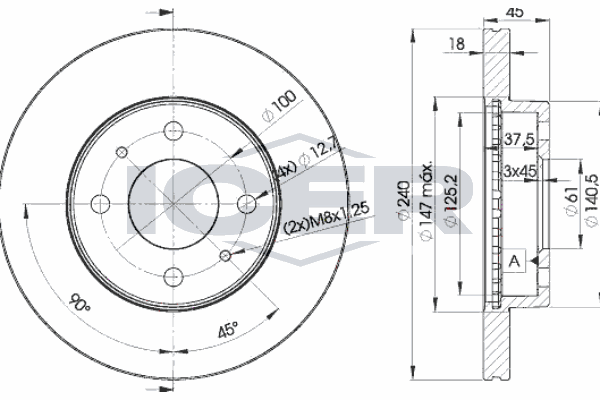 Fren Disk Ayna Ön Sağ ve Sol Nissan Sunny Traveller [SW] (Y10)(11.1990->)  WALBURG WBD1167