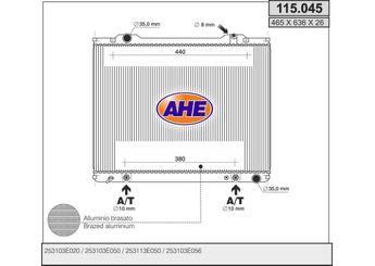 Su Radyatörü  VEKA 16-3517B  253113E050 253103E020 253103E050 253103E056