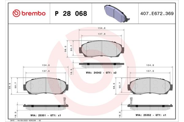 Fren Disk Balata Ön Honda e:Ny1 (07.2023->)  BREMBO P 28 068