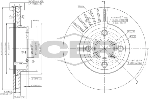 Fren Disk Ayna Ön Sağ ve Sol Toyota Yaris (P13)(2014->)  MAHER 03798