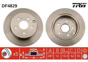 Fren Disk Ayna Arka Sağ ve Sol TRW DF4829  4243142060 42431-42060
