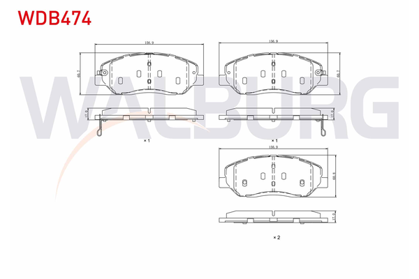 Fren Disk Balata Ön Hyundai Grand Santa Fe (NC)(2013->)  WALBURG WDB474