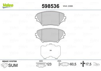 Fren Disk Balata Ön VALEO 598536  446544110 0446544110 446542070 04465-42070 446542071 04465-42071 446542080 04465-42080 446542110 04465-42110 446542130 04465-42130 04465-44110 4465YZZCN 04465-YZZCN 0446542070 0446542071 0446542080 0446542110 0446542130 04465YZZCN