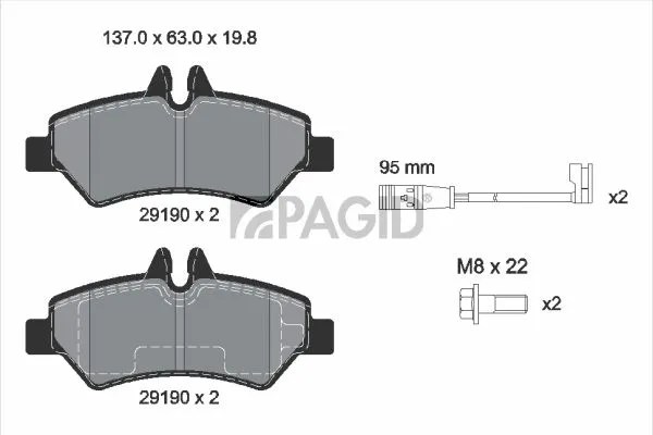 Fren Disk Balata Arka Volkswagen Crafter Kamyonet (2F)(03.2006->2017)  RECOVER 74483
