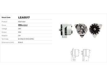 Alternatör  LUCAS ELEKTRIK LEA0517  42522722 51261017172 4189988A 1171628 01171628 1174253 01174253 1176424 01176424 1179840 01179840 1702121 4792491 1620918 83DB10346AA 6000973 6104073 51.26101-7172 61544802 0061544802 81540602 0081540602 7161090140 A0061544802 A7161090140 1188376001 01188376001 521566 49903015H 049903015H
