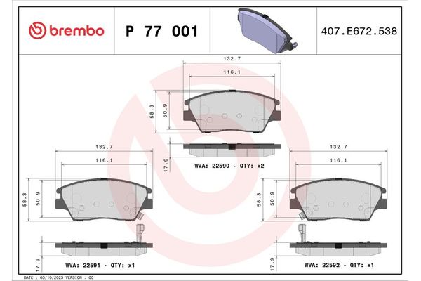 Fren Disk Balata Ön BREMBO P 77 001